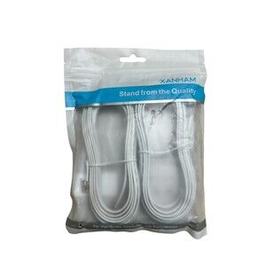 NEW Xanham RJ11 6P4C Telephone Cable White 15 Feet 2 Pack AV04217